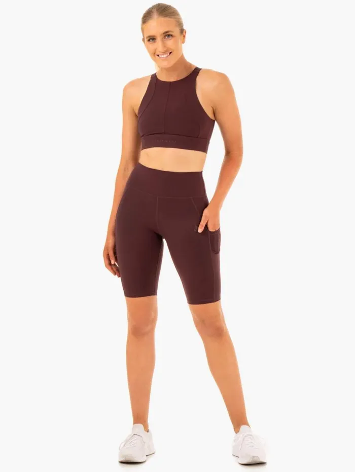 Sports Bras Womens Ryderwear Reset High Impact Sports Bra Chocolate