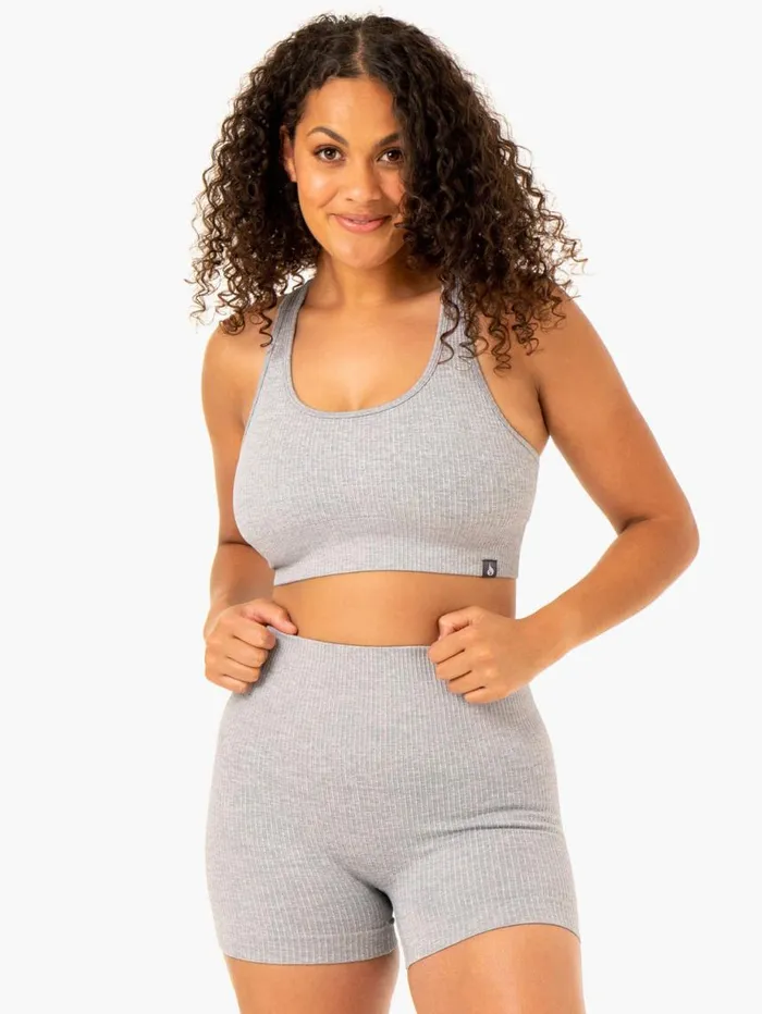 Sports Bras Womens Ryderwear Rib Seamless Sports Bra Light Grey Marl