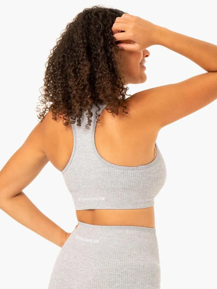 Sports Bras Womens Ryderwear Rib Seamless Sports Bra Light Grey Marl