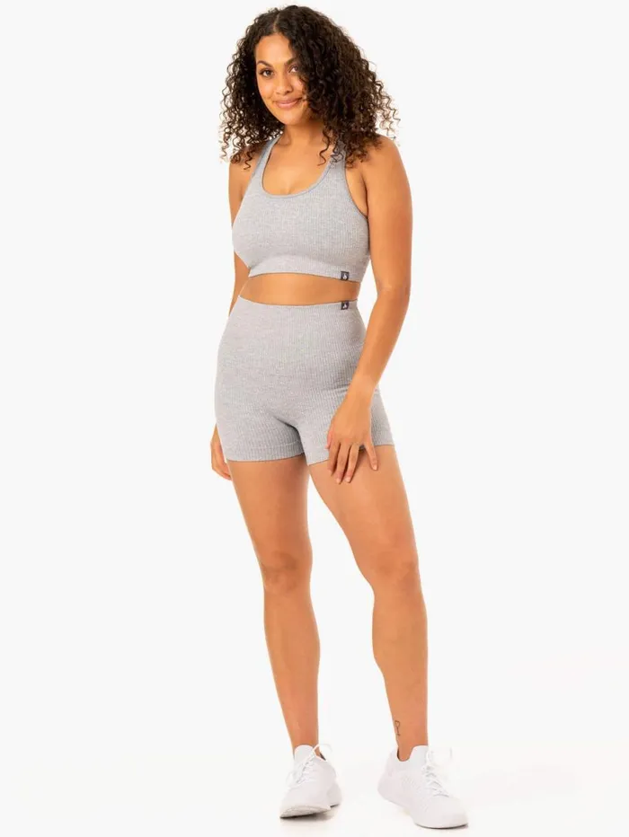 Sports Bras Womens Ryderwear Rib Seamless Sports Bra Light Grey Marl