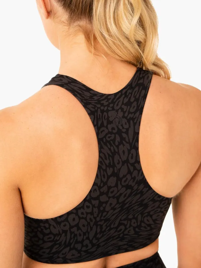 Sports Bras Womens Ryderwear Rotation Sports Bra Black Leopard