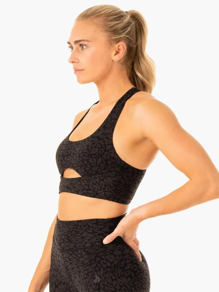 Sports Bras Womens Ryderwear Rotation Sports Bra Black Leopard