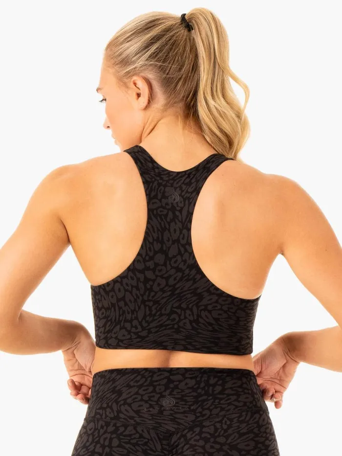 Sports Bras Womens Ryderwear Rotation Sports Bra Black Leopard