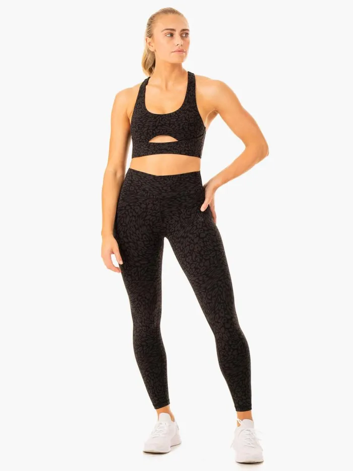 Sports Bras Womens Ryderwear Rotation Sports Bra Black Leopard