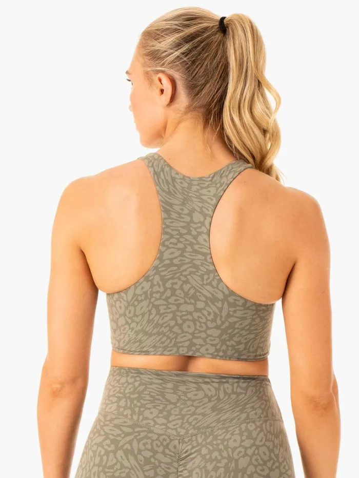 Sports Bras Womens Ryderwear Rotation Sports Bra Khaki Leopard