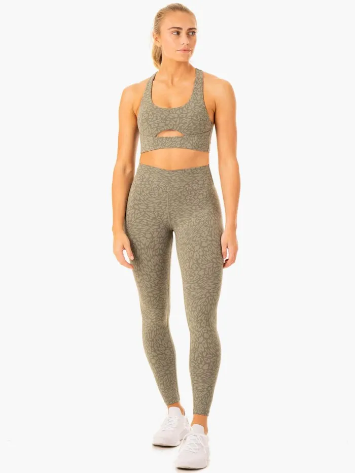 Sports Bras Womens Ryderwear Rotation Sports Bra Khaki Leopard
