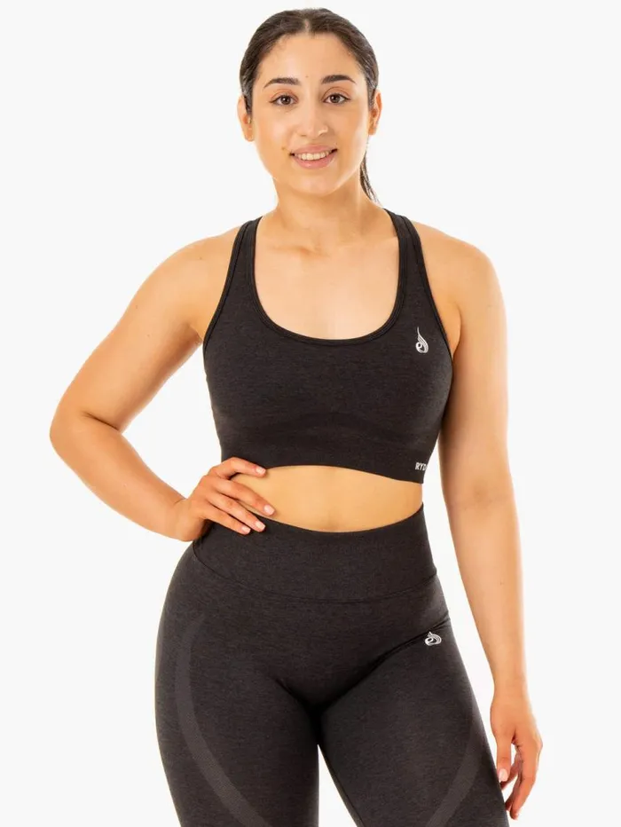 Sports Bras Womens Ryderwear Sculpt Seamless Racer Back Sports Bra Black Marl