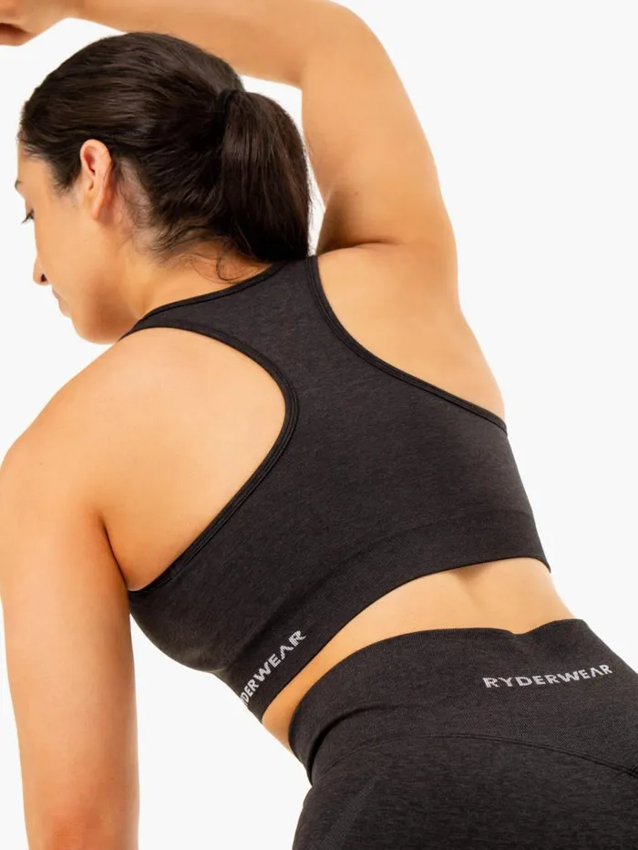 Sports Bras Womens Ryderwear Sculpt Seamless Racer Back Sports Bra Black Marl