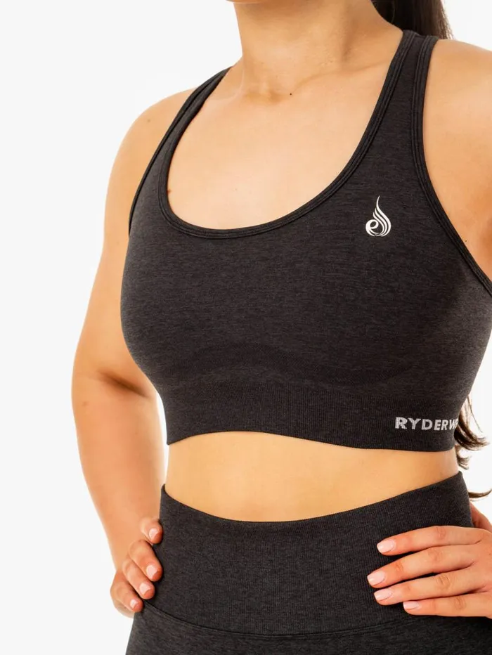 Sports Bras Womens Ryderwear Sculpt Seamless Racer Back Sports Bra Black Marl