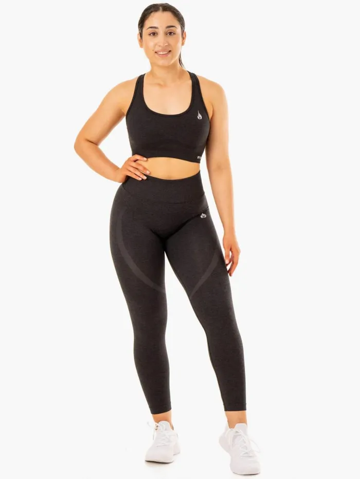 Sports Bras Womens Ryderwear Sculpt Seamless Racer Back Sports Bra Black Marl