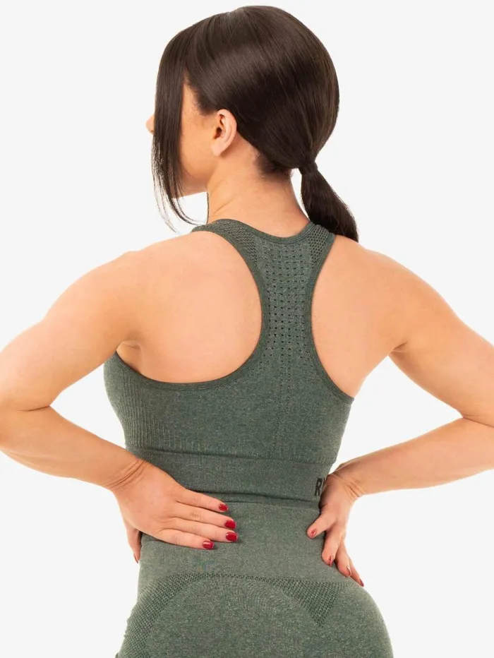 Sports Bras Womens Ryderwear Seamless Staples Sports Bra Forest Green Marl
