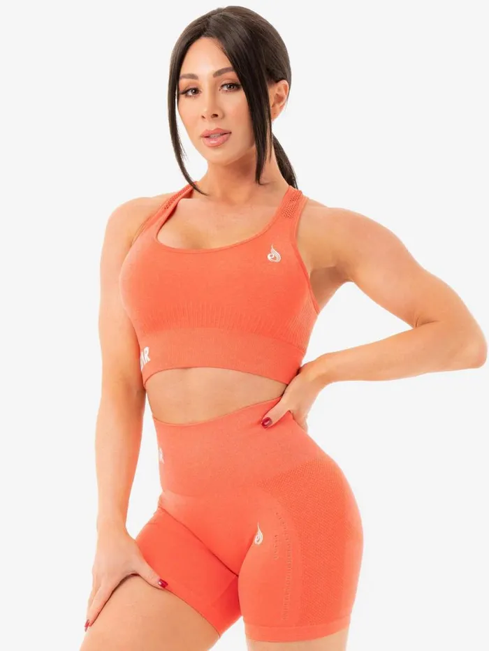 Sports Bras Womens Ryderwear Seamless Staples Sports Bra Orange Marl