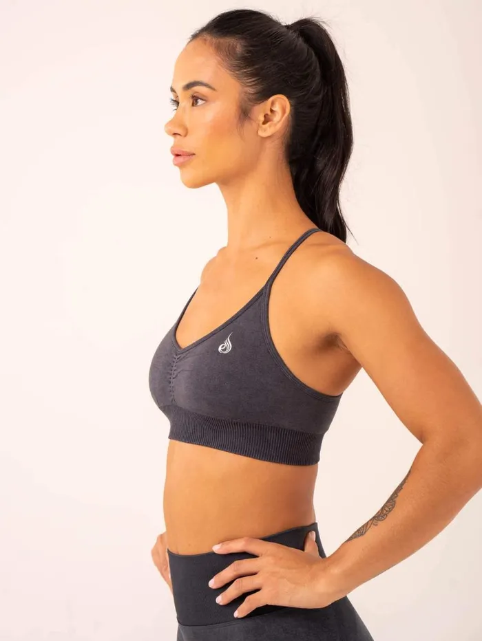 Sports Bras Womens Ryderwear Stonewash Seamless Sports Bra Black Stonewash