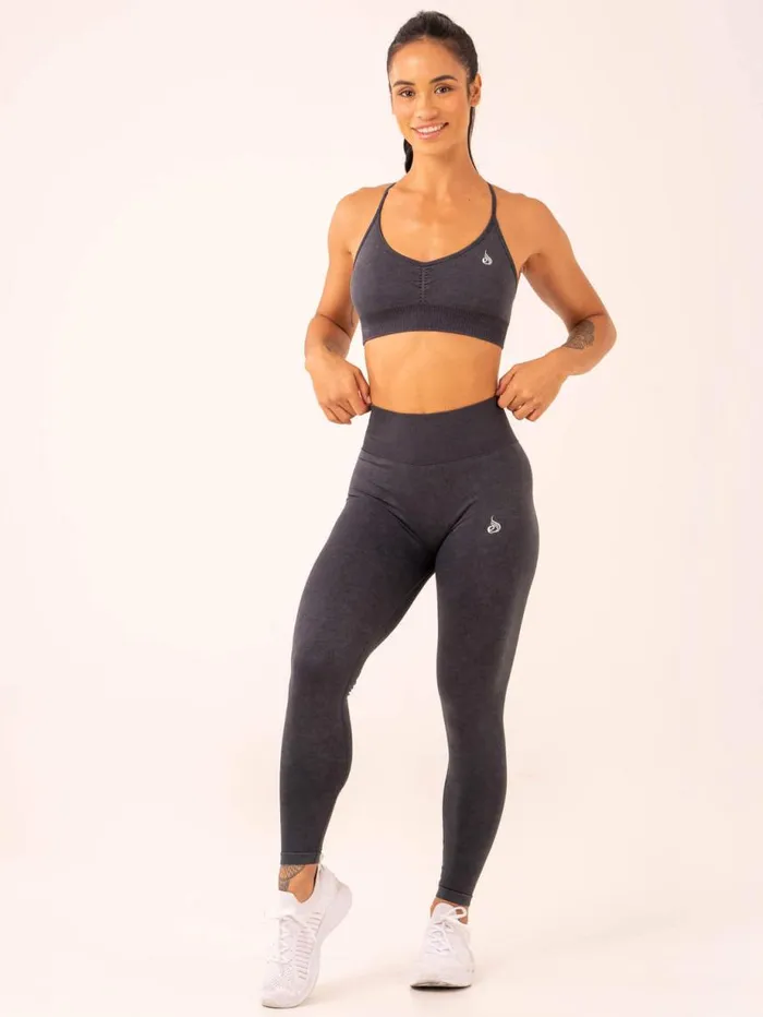 Sports Bras Womens Ryderwear Stonewash Seamless Sports Bra Black Stonewash