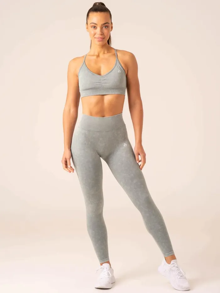 Sports Bras Womens Ryderwear Stonewash Seamless Sports Bra Sage Stonewash