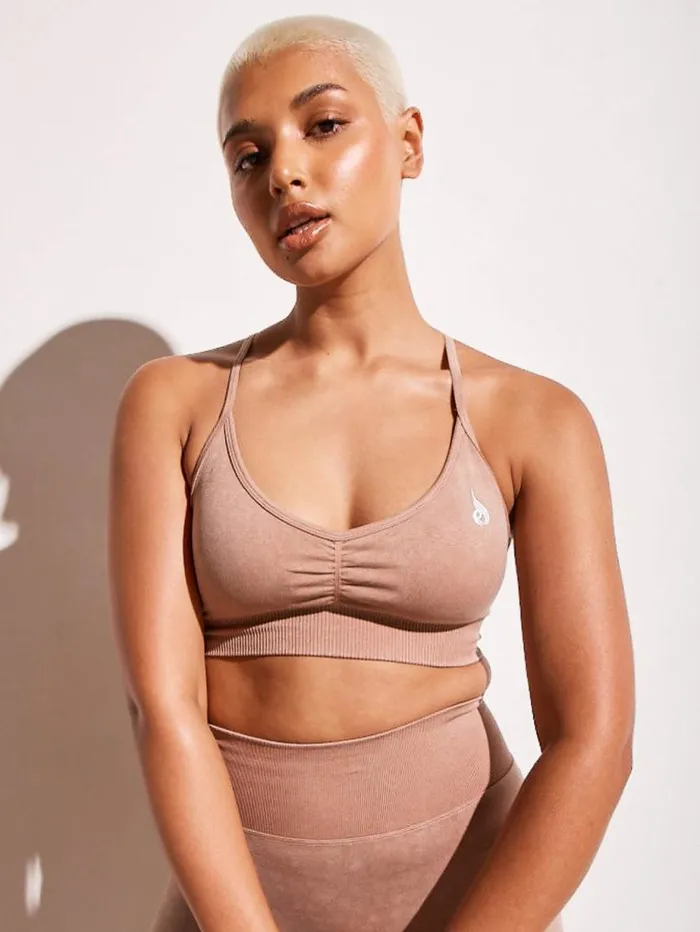 Sports Bras Womens Ryderwear Stonewash Seamless Sports Bra Tan Stonewash
