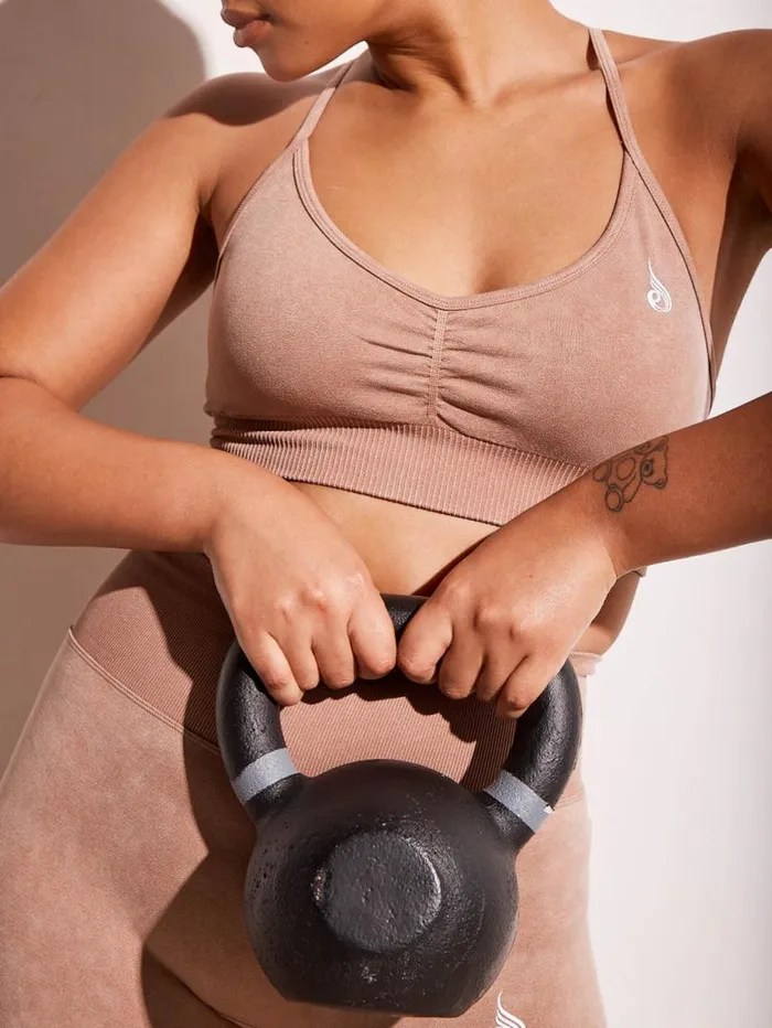 Sports Bras Womens Ryderwear Stonewash Seamless Sports Bra Tan Stonewash