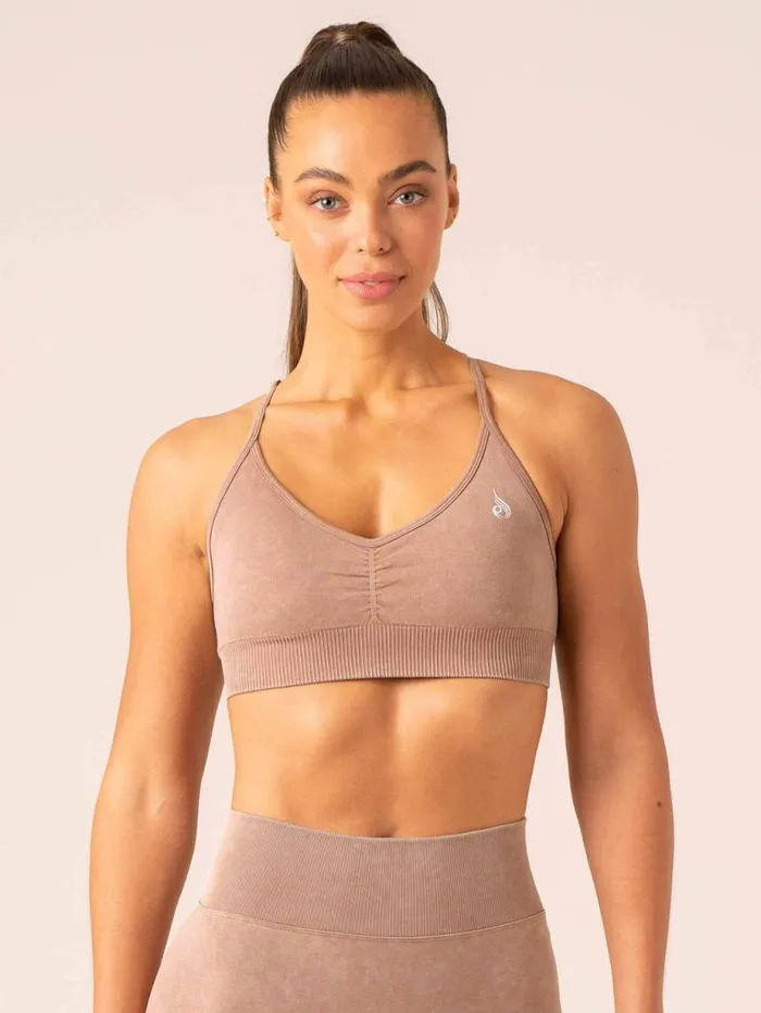 Sports Bras Womens Ryderwear Stonewash Seamless Sports Bra Tan Stonewash