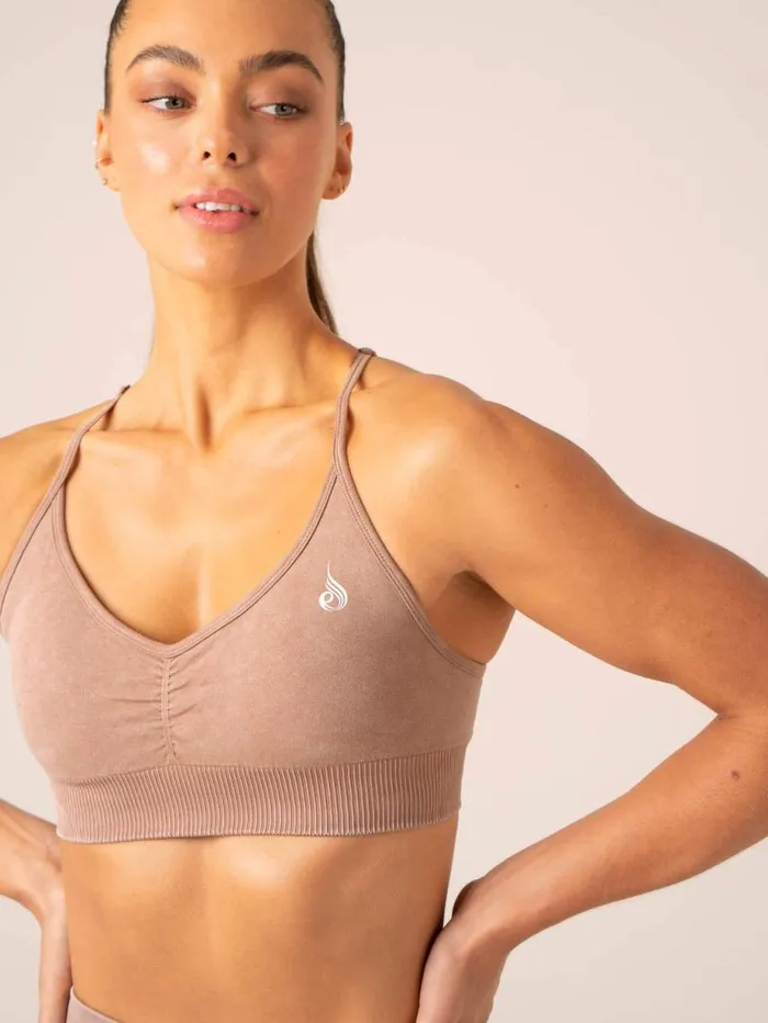 Sports Bras Womens Ryderwear Stonewash Seamless Sports Bra Tan Stonewash