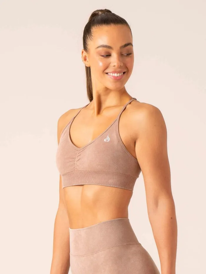 Sports Bras Womens Ryderwear Stonewash Seamless Sports Bra Tan Stonewash