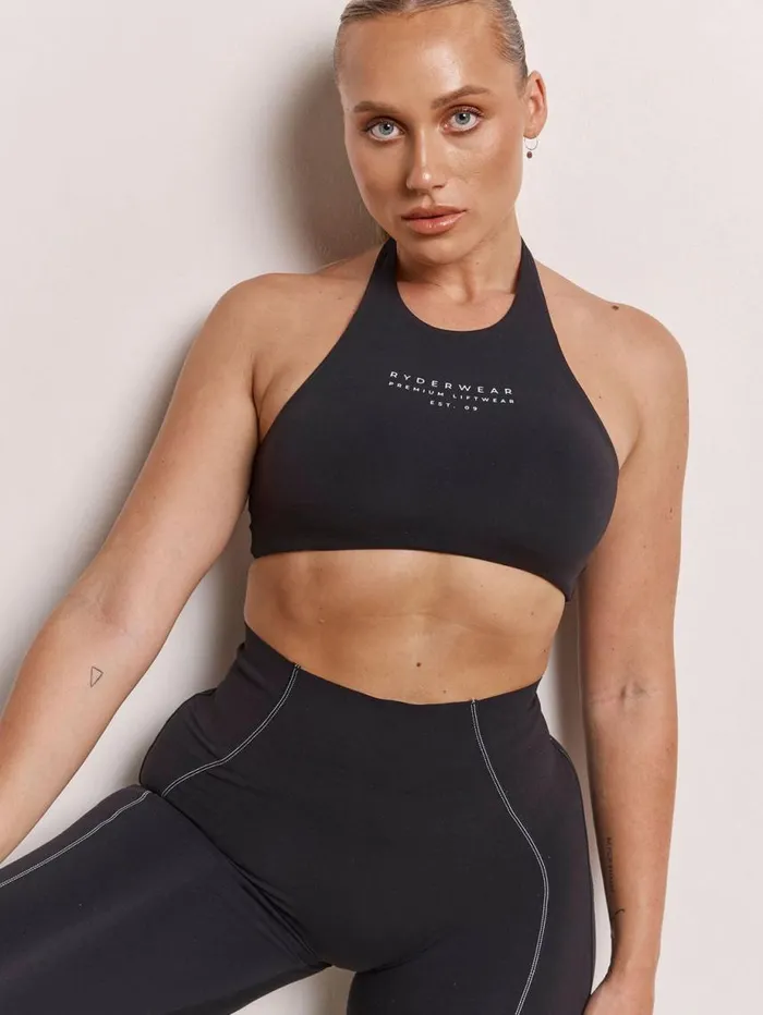 Sports Bras Womens Ryderwear Stride Halter Sports Bra Black