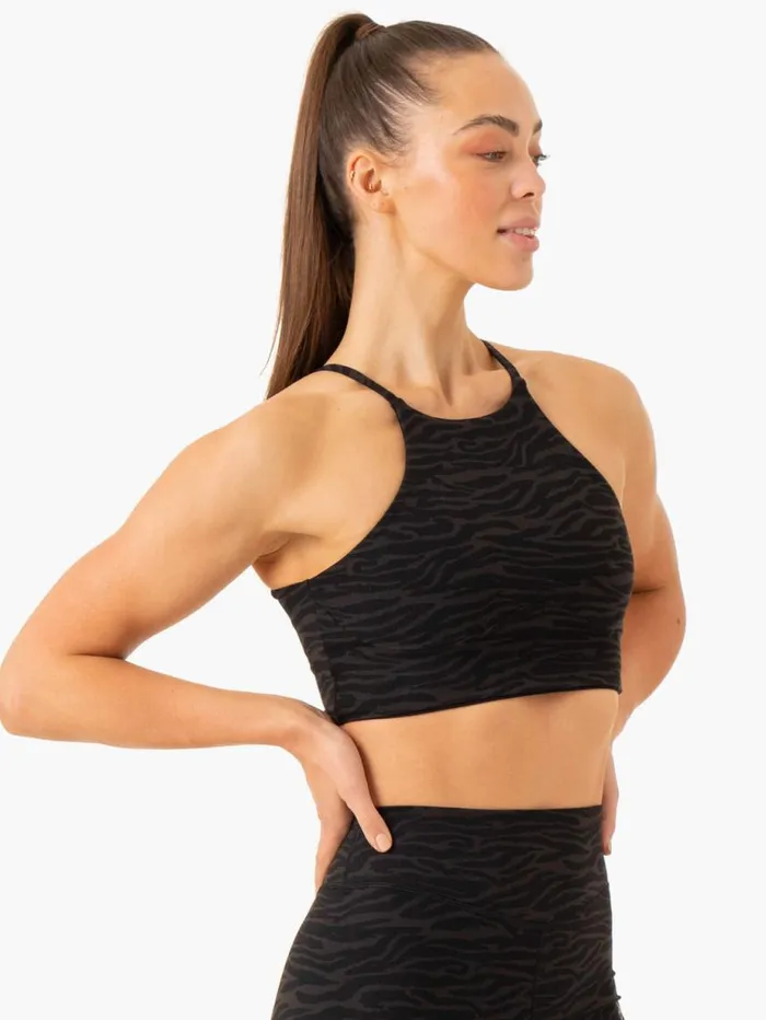 Sports Bras Womens Ryderwear Transform Reversible Sports Crop Black Zebra