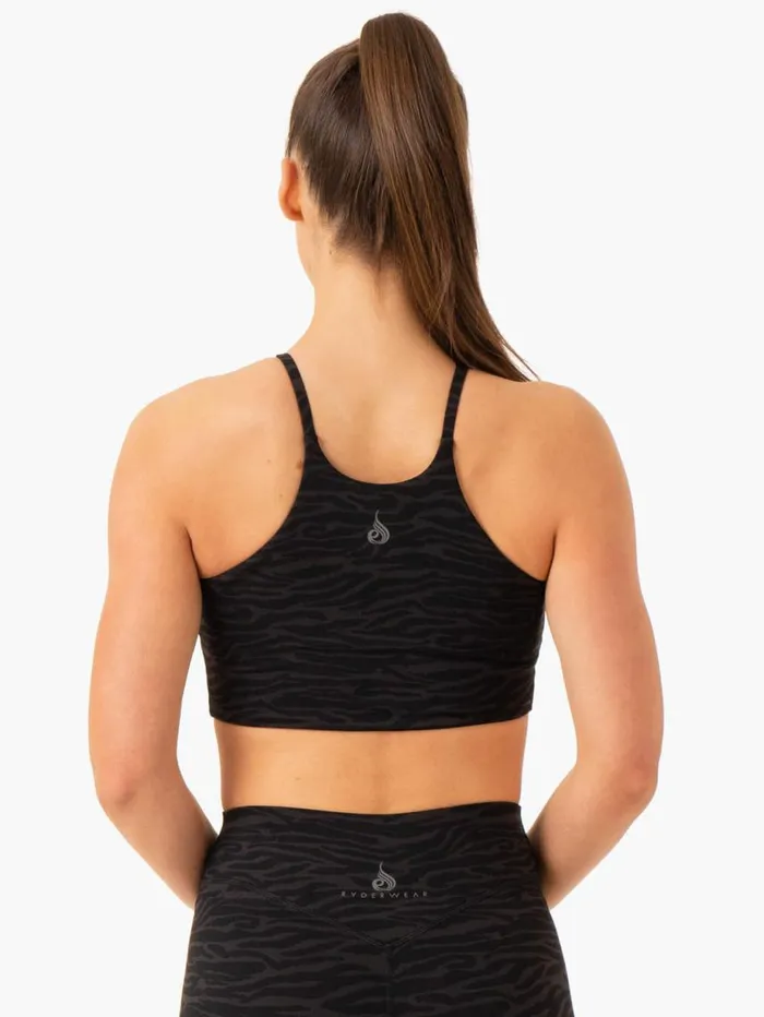 Sports Bras Womens Ryderwear Transform Reversible Sports Crop Black Zebra