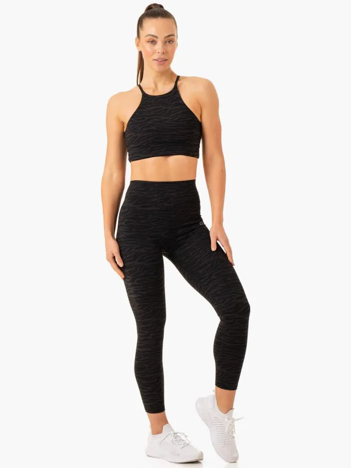 Sports Bras Womens Ryderwear Transform Reversible Sports Crop Black Zebra
