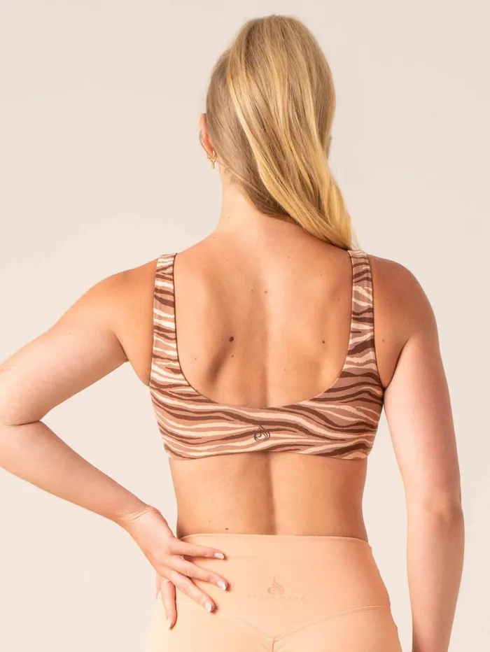 Sports Bras Womens Ryderwear Unstoppable Lounge Bra Mocha Zebra