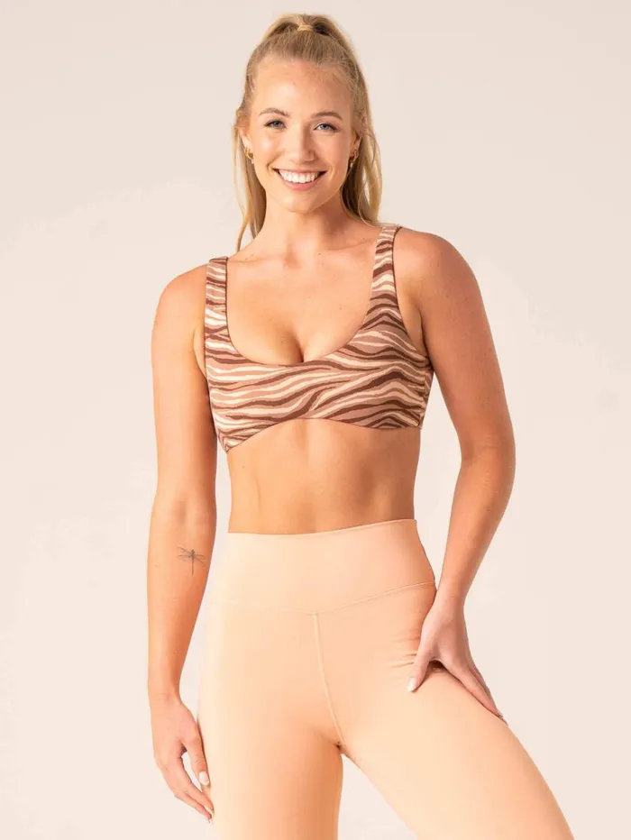 Sports Bras Womens Ryderwear Unstoppable Lounge Bra Mocha Zebra