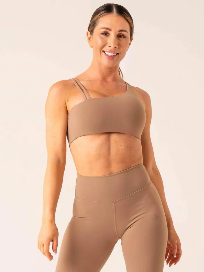 Sports Bras Womens Ryderwear Unstoppable One Shoulder Sports Bra Mocha