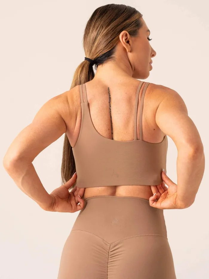 Sports Bras Womens Ryderwear Unstoppable One Shoulder Sports Bra Mocha