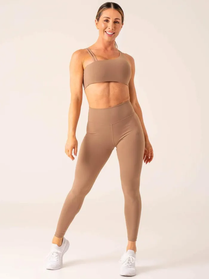 Sports Bras Womens Ryderwear Unstoppable One Shoulder Sports Bra Mocha