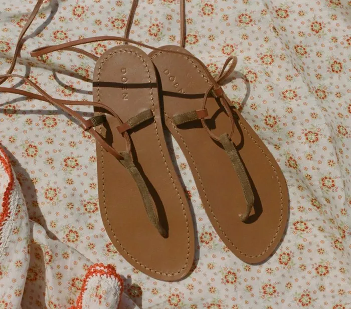 ST MORITZ SANDAL Mixed Brown Leather Shop DEN Footwear