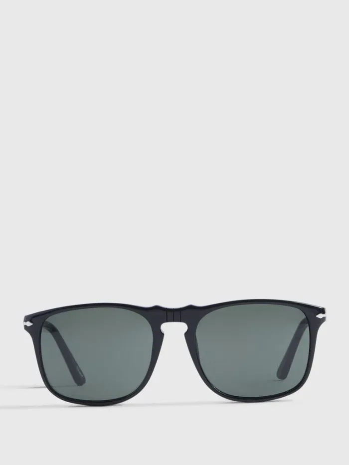 Sunglasses and Eyewear Mens Paul Stuart Persol Black Sunglasses With Green Lens Black