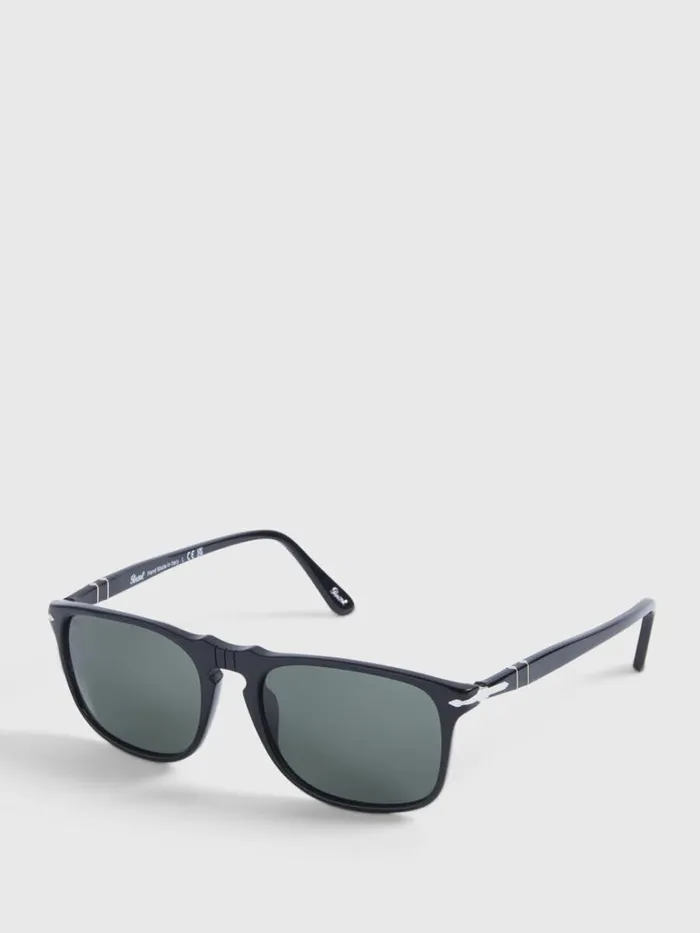 Sunglasses and Eyewear Mens Paul Stuart Persol Black Sunglasses With Green Lens Black