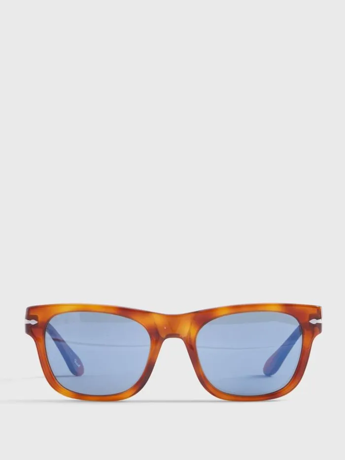 Sunglasses and Eyewear Mens Paul Stuart Persol Sun Tiera Di Siena Sunglasses With Blue Lens Brown