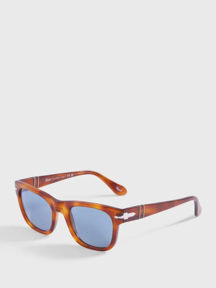 Sunglasses and Eyewear Mens Paul Stuart Persol Sun Tiera Di Siena Sunglasses With Blue Lens Brown