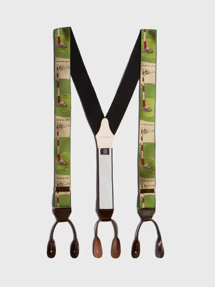 Suspenders Mens Paul Stuart Mole In One Braces White