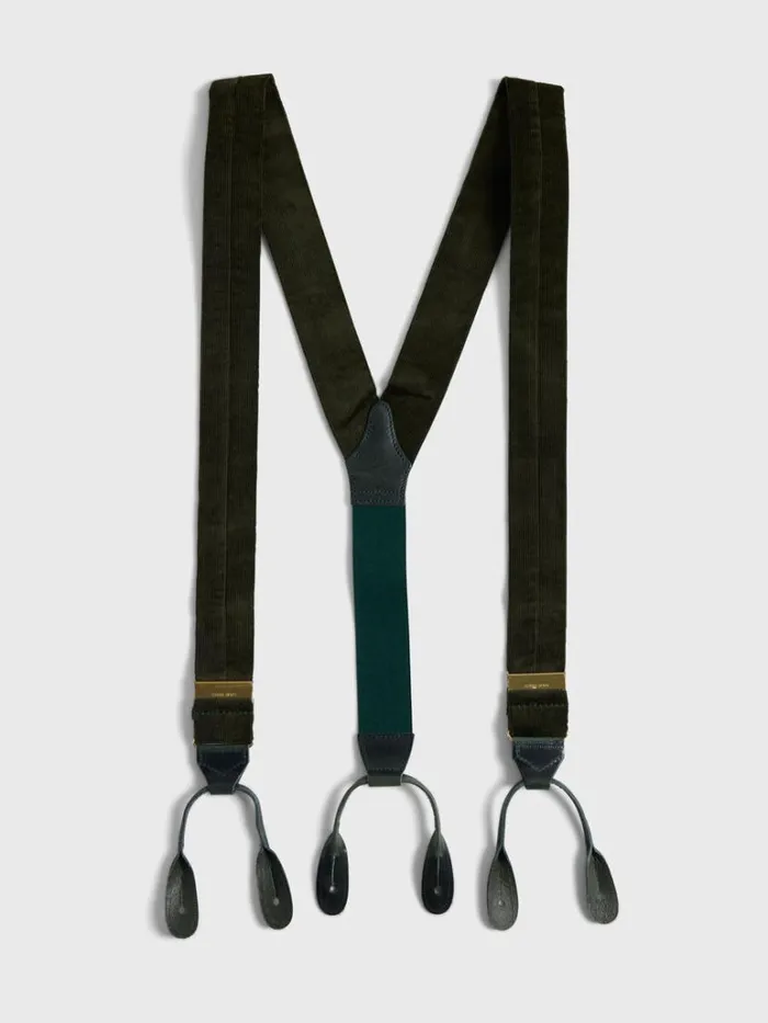 Suspenders Mens Paul Stuart Wide Wale Corduroy Braces Navy