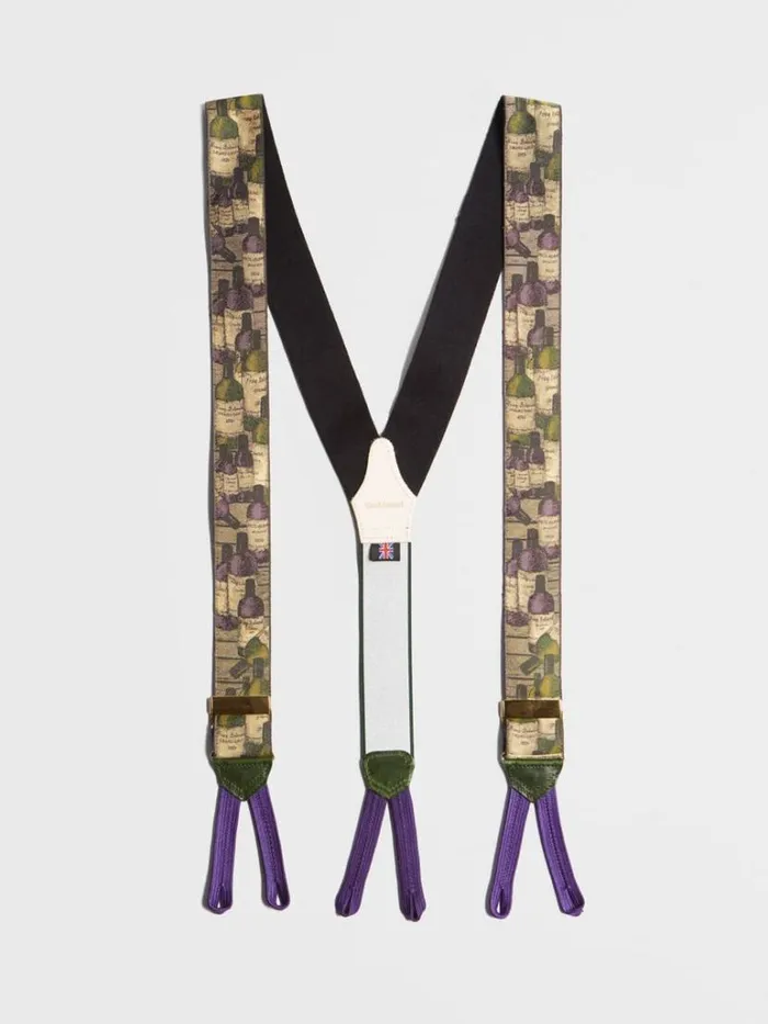Suspenders Mens Paul Stuart Wine Bottle Braces White