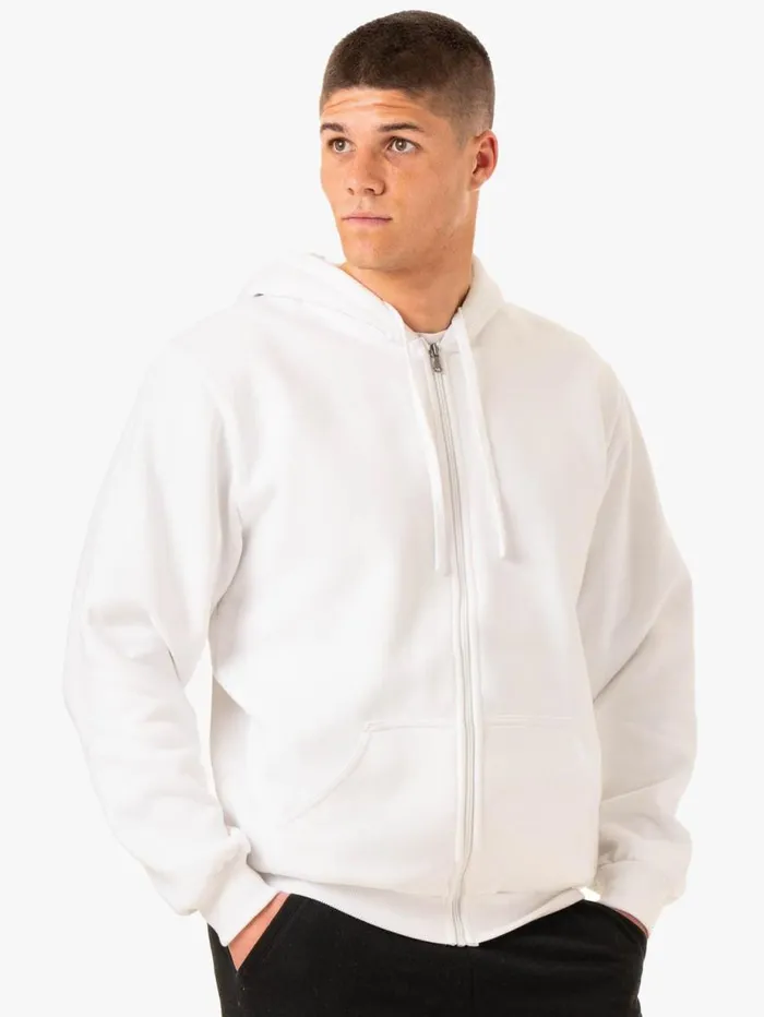 Sweaters and Hoodies Mens Ryderwear Essential Zip Up Jacket White