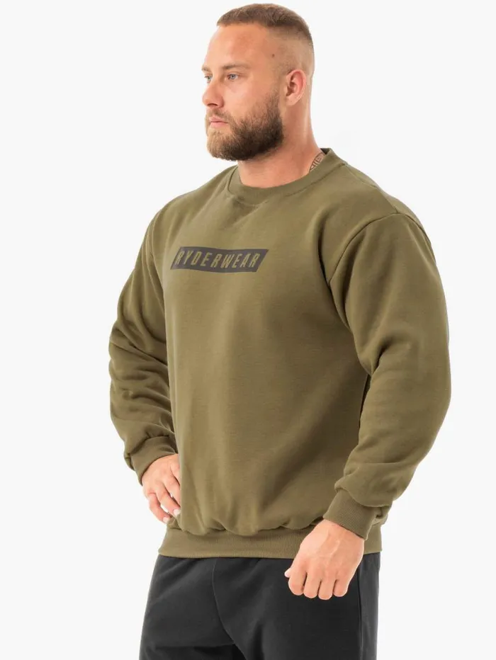 Sweaters and Hoodies Mens Ryderwear Force Pullover Khaki