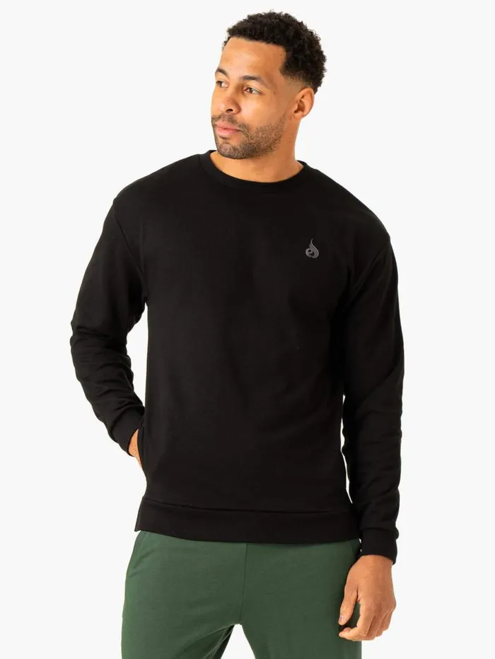 Sweaters and Hoodies Mens Ryderwear Heritage Crew Neck Black