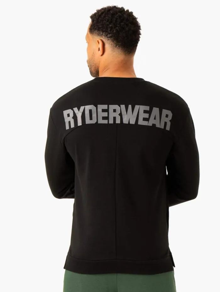 Sweaters and Hoodies Mens Ryderwear Heritage Crew Neck Black