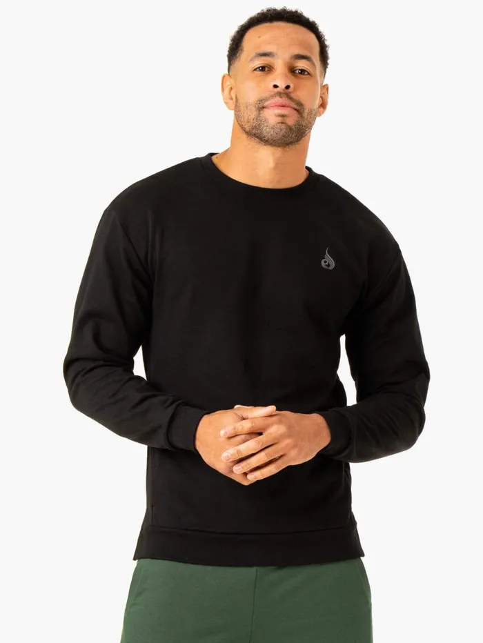 Sweaters and Hoodies Mens Ryderwear Heritage Crew Neck Black