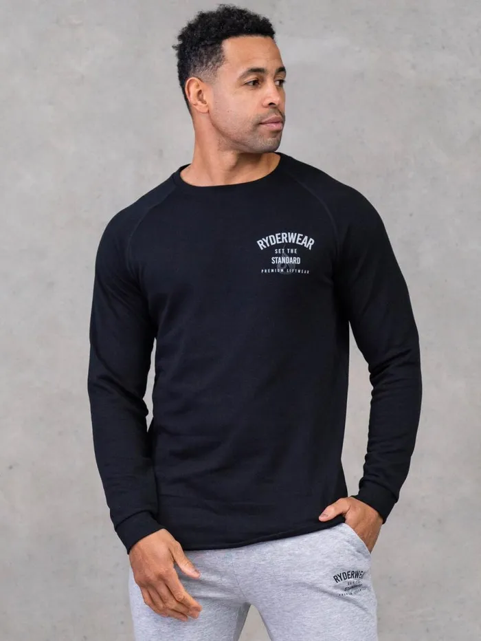 Sweaters and Hoodies Mens Ryderwear Legacy Crewneck Black