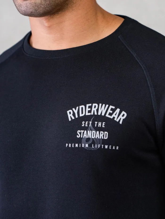 Sweaters and Hoodies Mens Ryderwear Legacy Crewneck Black