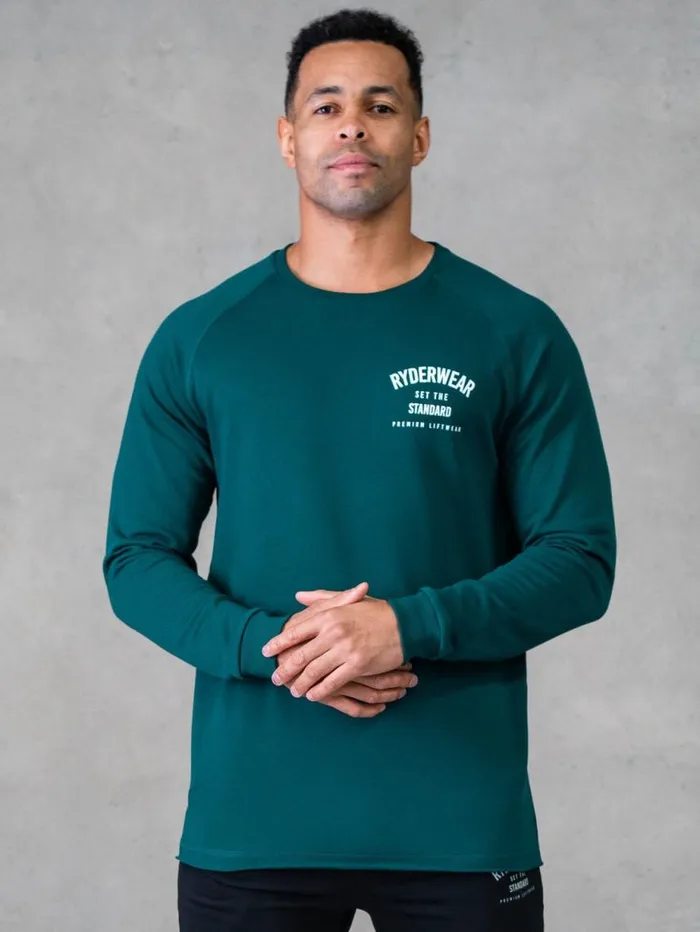 Sweaters and Hoodies Mens Ryderwear Legacy Crewneck Emerald