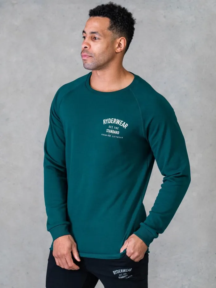 Sweaters and Hoodies Mens Ryderwear Legacy Crewneck Emerald